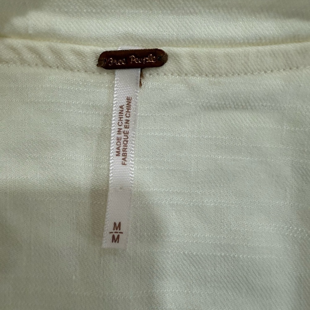 Free People Linen Blend Frayed Edge Blazer Size Medium - Picture 5 of 8